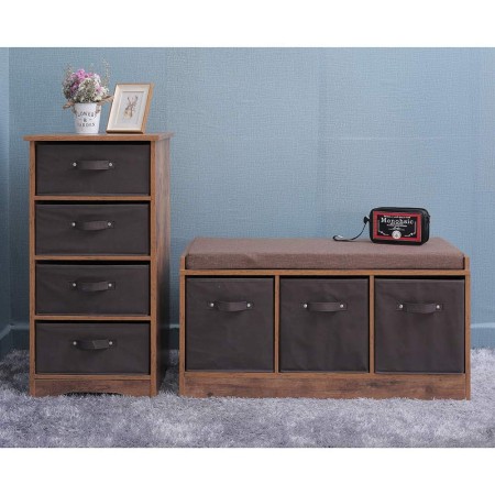 Mighty Rock 4-Tier Drawers Chest, Floor Storage Cabinet with Removable Drawer, Wooden Dresser Storage Tower for Small Rooms, Living Room, Bedroom, Closet, Hallway, Rustic Brown 